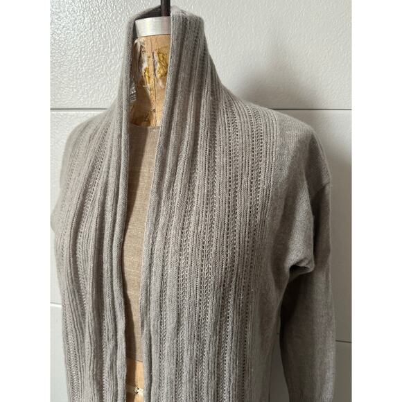Calvin Klein jeans Women's 100% Cashmere Open Front Pale Gray Sweater Sz s - Picture 2 of 16